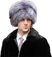 [keusyoi] Men Fur Beanies Hat Mongolian Hat Luxury Winter Warm Hats for Fashion Men Bomber Hat