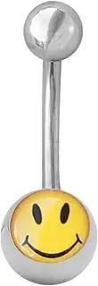 [BodyJewelryOnline] Smiley Face Belly Ring Surgical Steel