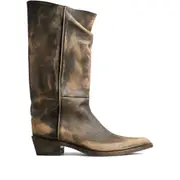 [Khaite] Khaite Calf Leather Pointed-toe Boots 38 IT BROWN