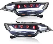 Compatible For Honda Jazz Fit 2014 2015-up Car Headlights Headlamp Accessories Modified LED DRL Head Lamp Head Light(Devil Eye Red)