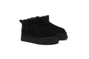 AUSTRALIAN SHEPHERD UGG Boots Sheepskin Wool Mini Platform Thick Bottom Ronnie Black