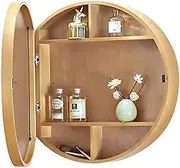 Round Bathroom Cabinet with Makeup Mirror, Bathroom cabinets, Wall Mounted Bathroom cabinets with Mirror, Wooden Medicine Cabinet with Shelves, Wooden Neck, Bathroom Wall Mirror