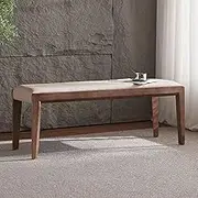 GUAWJRZDP Wood Bench, Dining Bench, Upholstered Bench, Hallway PU Leather Bench Entryway Bench, Dining Room Bench, Bedroom Bench for End of Bed(Brown,140cm/55.1in)