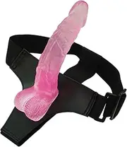 KJYMNC Strap-on penis for women, 21 cm silicone strap-on dildos with strong suction cup, removable anal plug, adjustable harness, strap-on dildo for men, SM erotic sex toys for men and women(Pink)