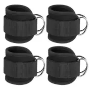 4Pcs Ankle Strap for Cable Machine, Gym Cable Kickback Ankle Wrap, Black
