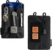 VE1-P EDC Pocket Organizer for Men - Tool Pouch With 5 Storage Compartments for Flashlight, Knife, Tactical Pen, and Gear (Black)