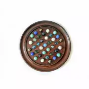 Handmade Rosewood Solitaire Board Game Set 9" with 37 marbles | Wooden Solitaire
