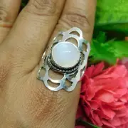 Moonstone Ring Size 10 Gemstone 925 Sterling Silver Handmade Jewelry
