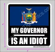TRUMP 2020 STICKER NEW YORK GOVERNOR IS AN IDIOT SQUARE DECAL BUMPER ELECTION