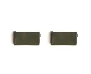 2x Delfonics Marek Canvas Flat Pencil Case Rectangle Storage Pouch 18.5cm Olive