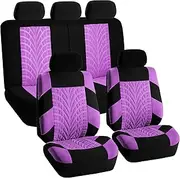 FH Group Car Seat Covers Full Set Purple Premium Cloth - Universal Fit, Automotive Seat Cover, Low Back Front Seat Covers, Airbag Compatible, Split Bench Rear Seat, Washable Seat Cover for SUV, Sedan