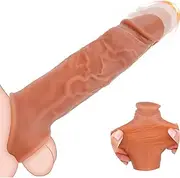 Ultra Realistic Penis Sleeve Extender Delay Cock Extension Ring Girth Penis Enlarger for Erection Enhancement Soft Liquid Silicone Couples Mens Sex Toy