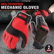 [2 Pair]Multi-Purpose Construction Gardening Utility Mechanic Work Gloves Red
