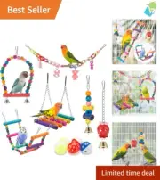 Durable Climbing & Chewing Bird Toys - Swing, Hammock, and Bells Included
