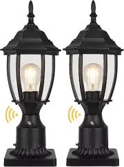 Hardwired 120V Dusk to Dawn Outdoor Post Light 2 Pack, Waterproof Aluminum Pole