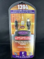 Belkin IEEE 1394 to FireWire / i.LINK Adaptor Cable 6-pin to 4-pin Camcorder PC