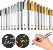 Gold and Silver Metallic Marker Pens, Metallic Permanent Markers Suitable for Cards Writing Signature Lettering Metallic Painting Pens (4)
