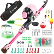 Kids Fishing Pole Kit Set，Portable Telescopic Fishing Rod and Reel Combo Full...