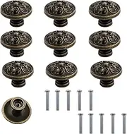 Vintage Knobs Retro Chic Round Knobs,10Pcs Retro Round Drawer Pull Knobs Handles,Vintage Dresser Knobs Bronze,Antique Cabinet Knobs,Vintage Cabinet Drawer Knobs, Antique Bronze Dresser Drawer Handles