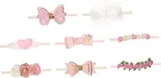 8Pcs Flower Hair Bow Headbands No Trace Soft Hairbands for Newborn Costumes Birthdays and Special Occasions