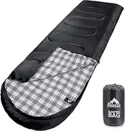 MEREZA Flannel Sleeping Bag for Adults XL, Large Wide Sleeping Bags for Camping Mens Warm Cotton Sleeping Bag 4 Season Warm & Cool Weather with Compression Sack