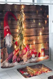 Christmas Dwarf Gnome and Presents Shower Curtain