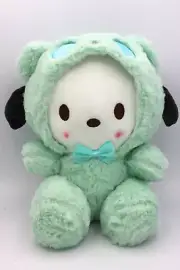 Sanrio Pochacco in Fuzzy Green Bear Pajamas w/ Hood 10" Plush Collectible