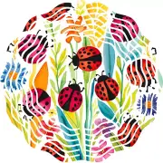 Ladybug Floral Wind Spinner 10" Metal Kinetic Outdoor Watercolor 3D Yard Art New