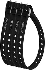 Fixplus Strap Pack of 4 Nano Slim Fit - Lashing Strap for Secure, Attaching, Bundling and Lashing - Made of Special Plastic with Aluminium Buckle 30 cm x 1.2 cm (Black)