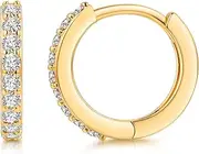 [Kainier] Mini Hoop Earrings 18K Gold Plated Cubic Zirconia Ear Cuff Earrings Huggie Hoop Cartilage Earring Hypoallergenic Jewelry for Women and Girls Rose/Gold