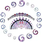 [WINSENET] 54 Pieces Ear Stretching Kit 14Gauges-00Gauges Acrylic Tapers, UV Plugs, Spiral Plugs Ear Gauges Expander Set for Body Piercing Jewelry
