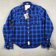 VTG Abercrombie Fitch Flannel Shacket Shirt Men's 2XL Blue Plaid New