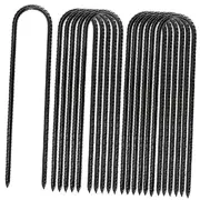 12 Pack 12 Inch U Shaped Rebar Stakes, Black U Rebar Hook, Heavy Duty