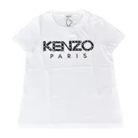 在飛比找momo購物網優惠-【KENZO】KENZO黑字刺繡貼花LOGO造型純棉女士短T