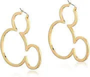 [Disney] Women's Mickey Outline Hoop earrings Hoop Earrings, Gold, 6CM