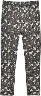 [Joisal] Cool Skull Black Pants for Girls, Flexible for Girl Athletic Leggings, 4-10T