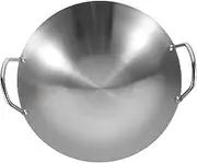 LIGIGWASH Stainless Steel Wok with Double Handle Non Stick Kitchen Frying Pan for Even Heat Distribution for Stir Frying Pancakes More