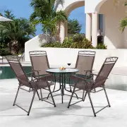 CostwaySet of 4 Portable Folding Garden Chairs with Armrests for Outdoor Camping