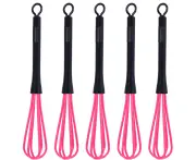 Whisks,5PCS Plastic Whisk Mixer Tool for Kitchen Salon Barber-Pink