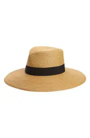 Eric Javits Daphne Broad Brim Straw Fedora in Natural/Black at Nordstrom One Size