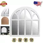 Vintage 28 Inch White Wood Framed Semi-Circle Wall Mirror for Farmhouse Style