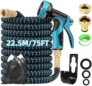 zolyet 22.5 Meter Expandable Garden Hose with 10-Function High-Pressure Nozzle, 3X Expandable Watering Hose -Leak Proof, Puncture, No Kink, Lightweight ible Hose for Yard, Farm, Car, 75FT/22.5M
