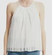 $296 Theory Women's White Pleated Lace Halter Sleeveless Camisole Top Size M