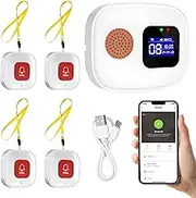 Emergency call button for seniors, senior emergency call, WiFi Smart emergency bell alert system, 4*SOS emergency call button, 1*receiver, home emergency call for elderly patients, disabled people