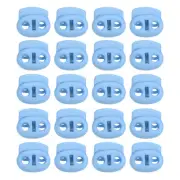0.7x0.8" Cord Locks, 30 Pack Double Hole Spring End Toggle Stopper, Light Blue