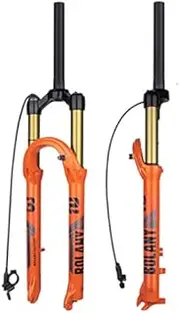 26/27.5/29 MTB Air Fork Disc Brake Mountain Bike Suspension Fork 100mm Travel 28.6mm Straight Front Fork Remote Lockout 9mm Quick Release (Color : Orange, Size : 27.5'')