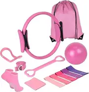 13Pcs Pilates Ring Circle Set Resistance Bands with Ball Versatile with Storage Bag Yoga Ring for Gift Inner Thigh Exercise