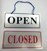 Open / Closed Hanging Shop Sign / Restaurant - Opening Time - Blue