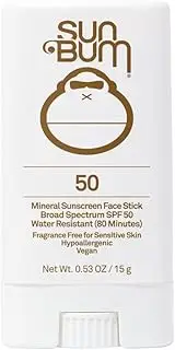 Sun Bum Mineral SPF 50 Face Stick Sunscreen | Water-Resistant Broad Spectrum Sunblock with Vitamin E | Hypoallergenic | Hawaii 104 Act Compliant (Octinoxate & Oxybenzone Free)| Travel Friendly 0.53 oz