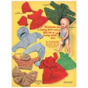 Vintage Doll Knitting Pattern Lucky Set for 8” Doll in 4ply Wool Jolly Colours